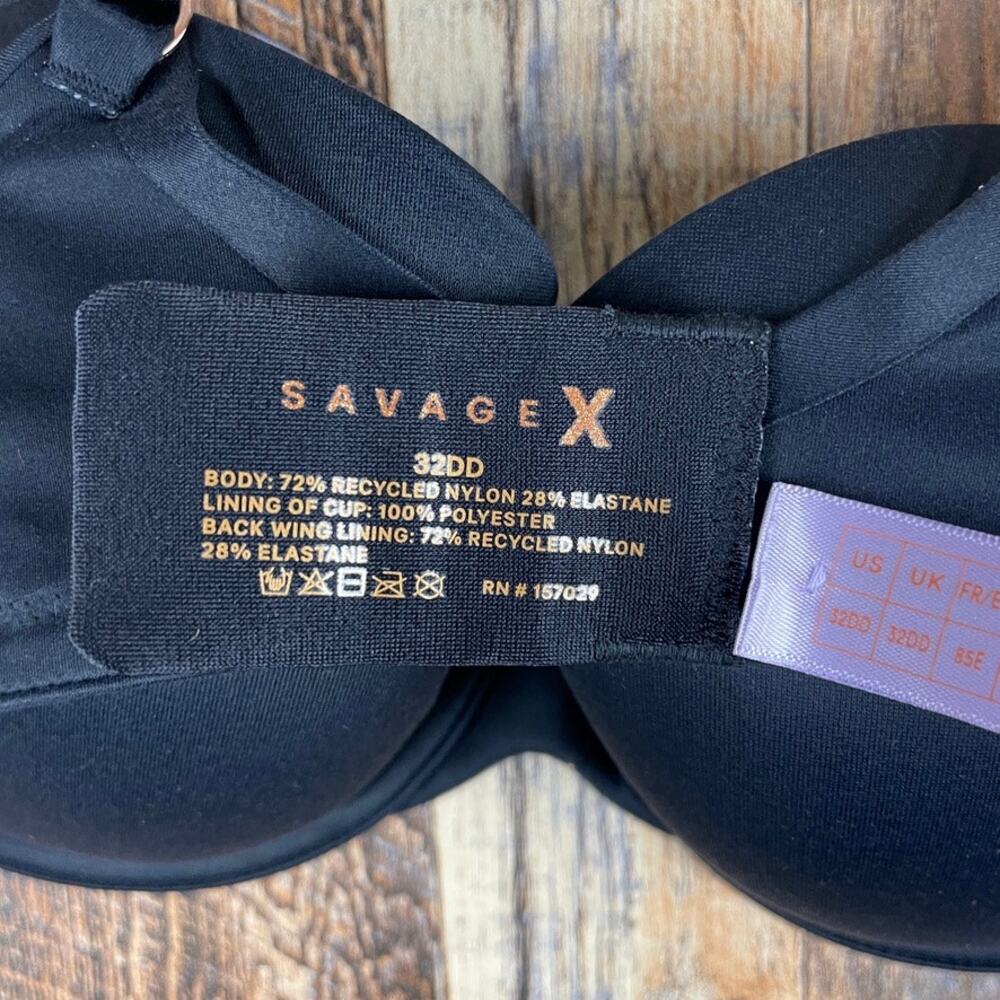 Savage X Fenty by Rihanna Women 32DD Caviar Black Soft N Savage Padded Demi Bra - Picture 11 of 16